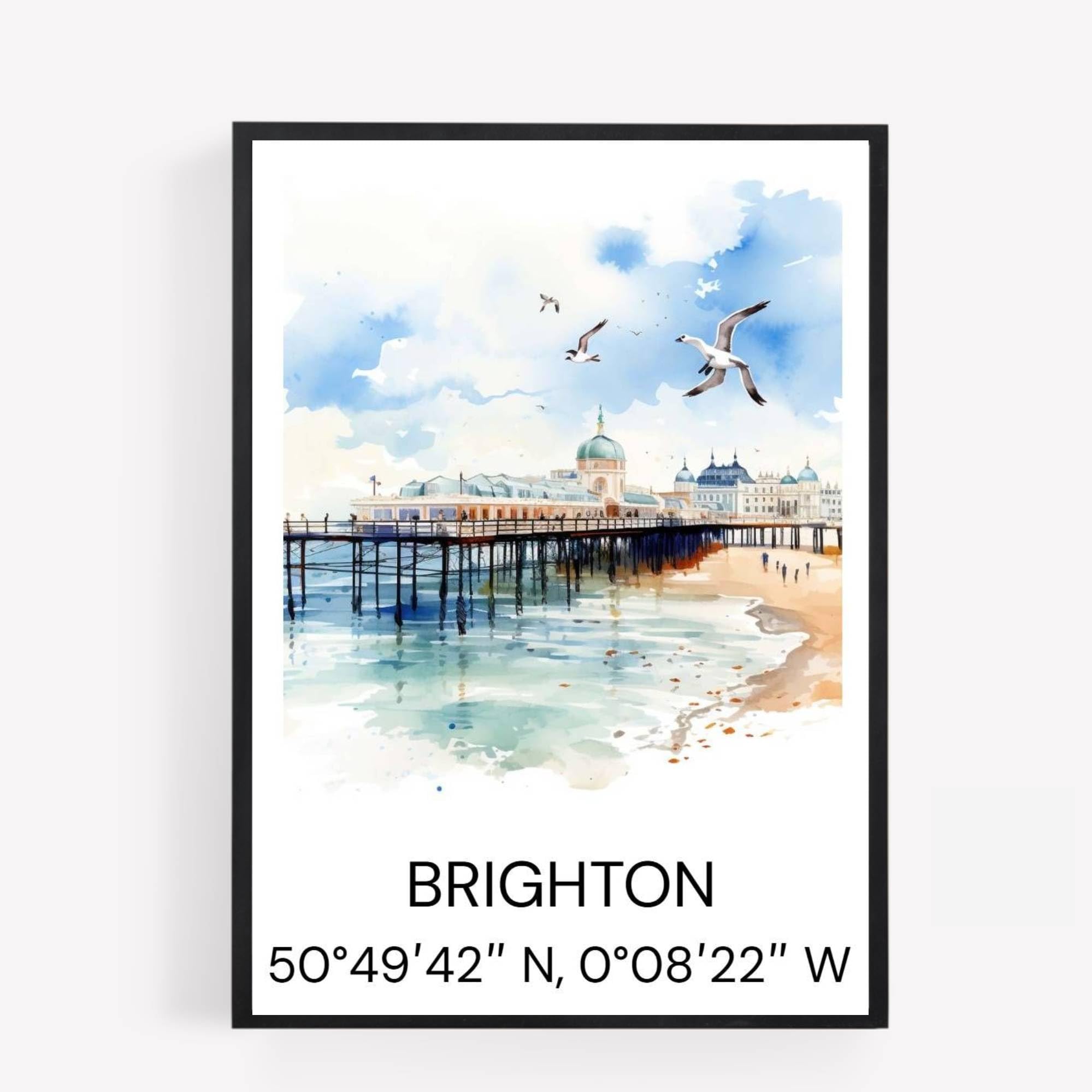 gfc brighton Cityscape Skyline Map Print Picture Poster Gift A4 UNFRAMED 1 wall art Home decor Decorating landmarks