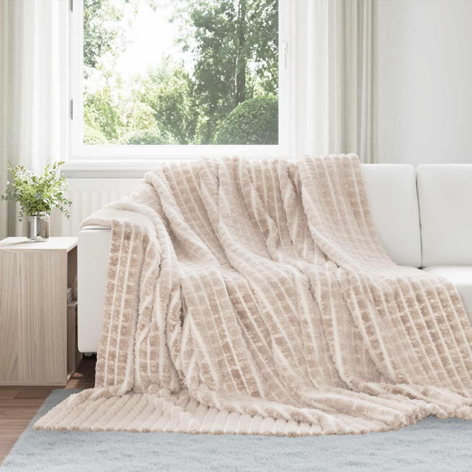 Couvertures à jeter 240x220 cm en toison beige pour protéger vos grands canapés