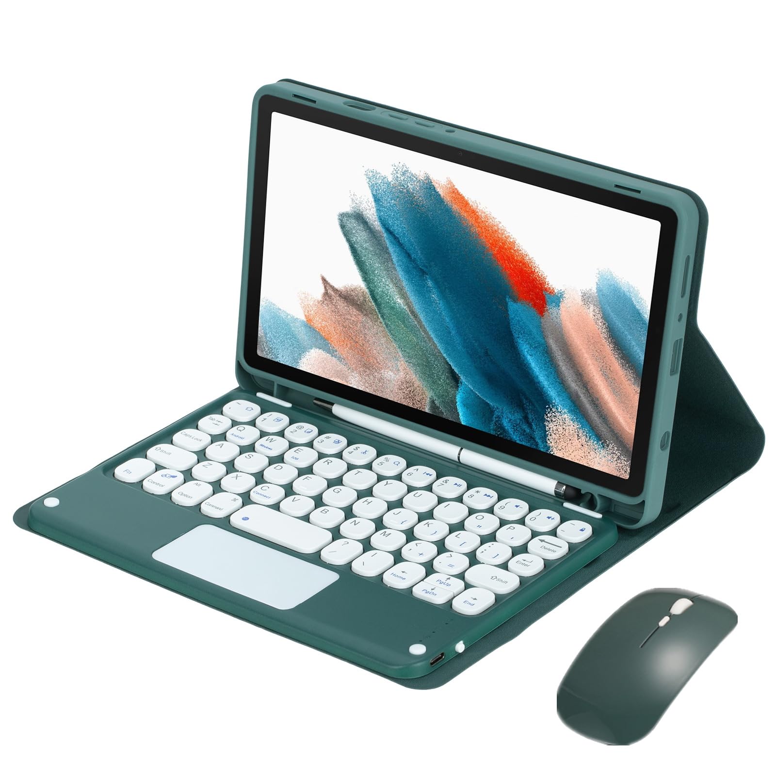 Aidashine Keyboard Case for Samsung Galaxy Tab A9 8.7 Inch- Multi-Touch Trackpad, Detachable Wireless Keyboard Folio Tablet Case,Deep Green