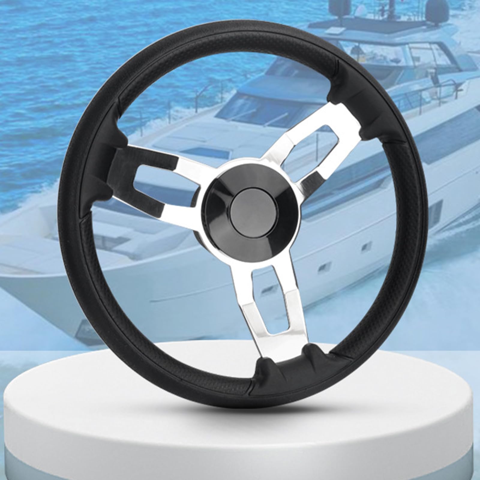 Lenkrad aus Aluminiumlegierung für Marine Yacht Ersatzzubehör, Bootslenkrad, Anti Rutsch Design, Aluminium Boot