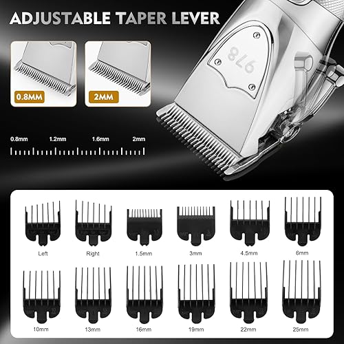 Miniatura 3 de Juego de cortapelos profesional para hombres, afeitadoras eléctricas de aluminio para hombres, kit de peluquería y recortadora con estuche de viaje