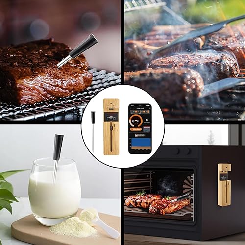 Miniatura 8 de Termómetro de carne verdaderamente inalámbrico, termómetro digital Bluetooth para horno con control de aplicación, alcance remoto de 393.7 ft393