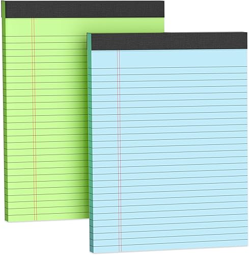 Bloc de notas legales de 8.5 x 11 pulgadas, paquete de 2 blocs de notas de papel con rayas, rayas anchas, 30 hojas60 páginas por bloc de notas, bloc
