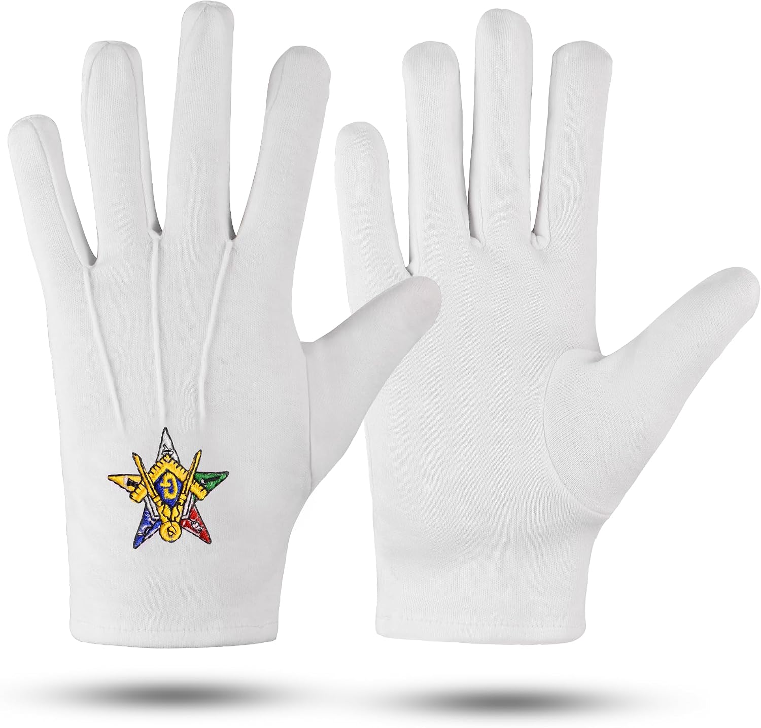 Masonic embroidered OES with G square and compass Large 100% cotton gloves