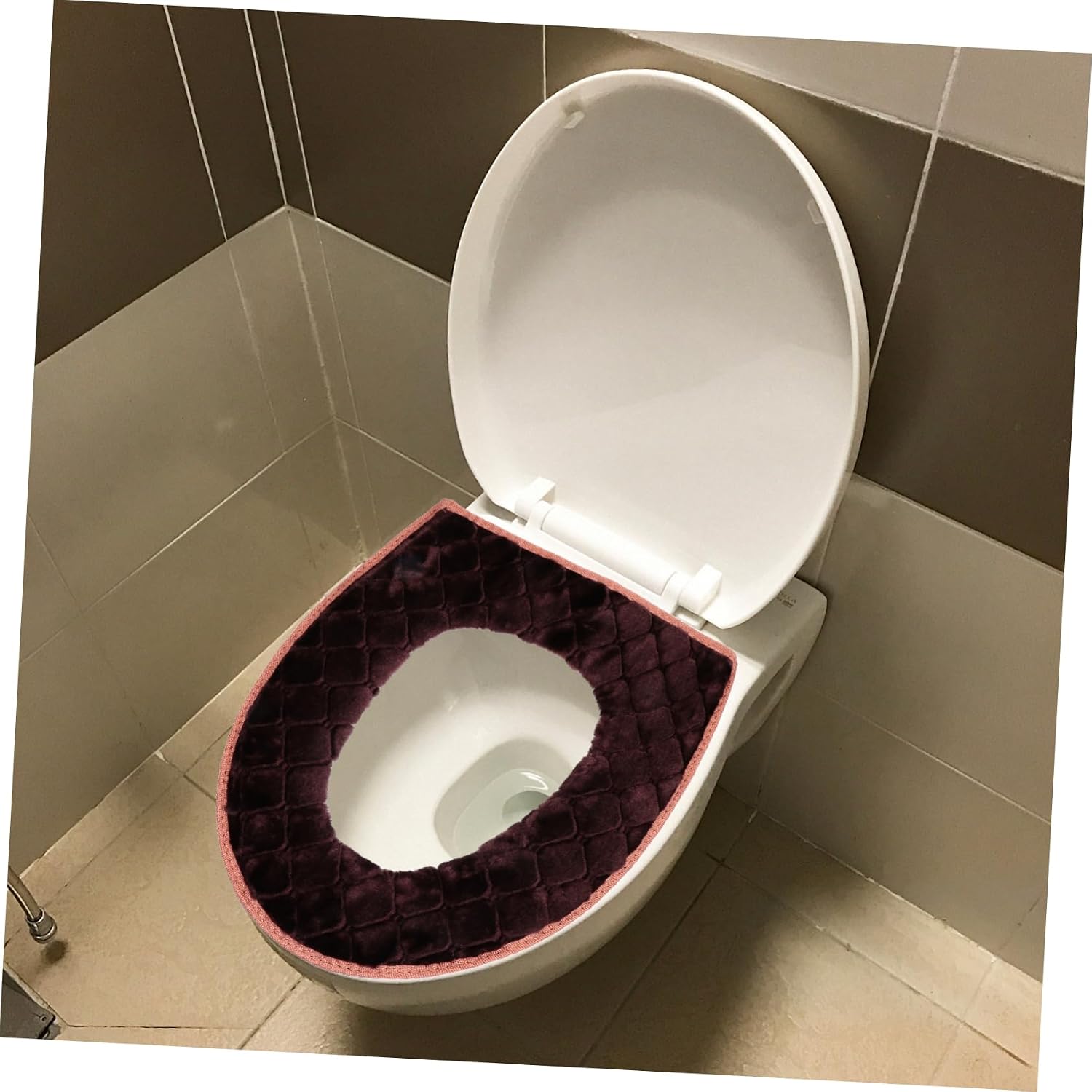 Warm Plush Toilet Seat Cushion Thickened Winter Cover for Home Bathroom Fit Easy to Clean Zipper Style Brown Cozy Bathroom Accessory
