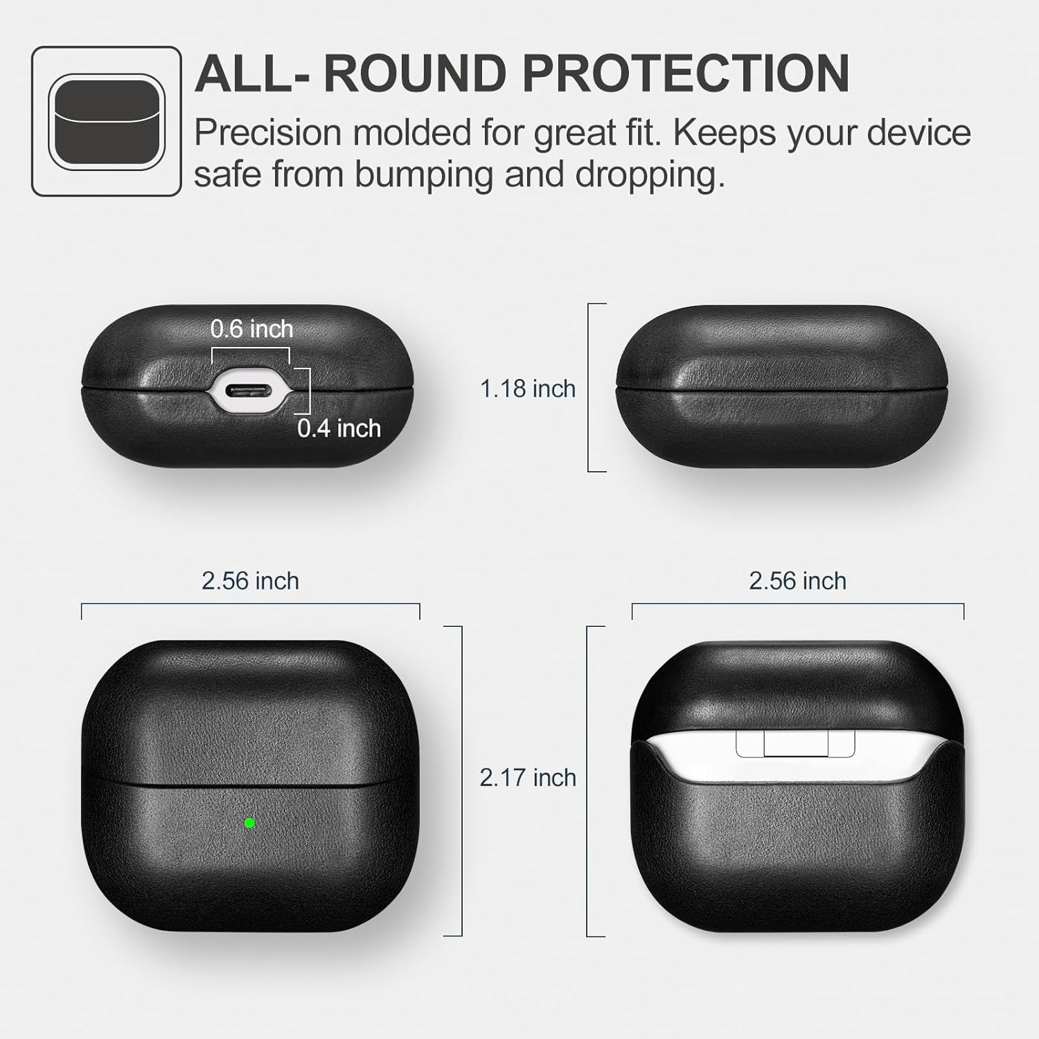 ICARER Samsung Buds 3/ Buds 3 Pro Case, 100% Genuine Leather Case Handmade Top Grade Vintage Cover, Led Light Visible Compatible for Samsung Buds 3/3 Pro 2025 (Black) - Image 4