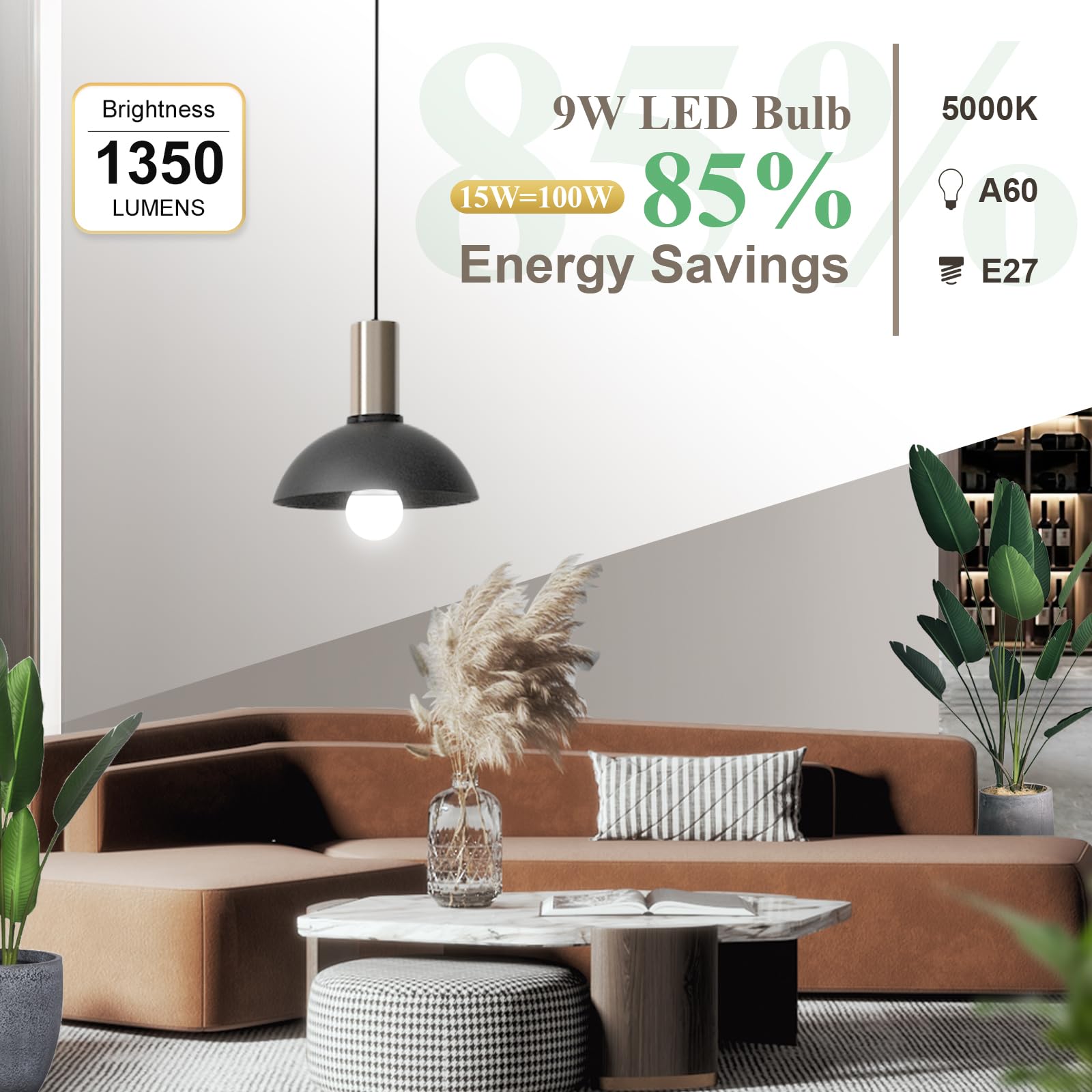 DiCUNO E27 Screw LED Bulb 15W, Daylight White 5000K, 100 Watts Halogen Equivalent, Large Screw in Light Bulb, 1350LM - Image 2