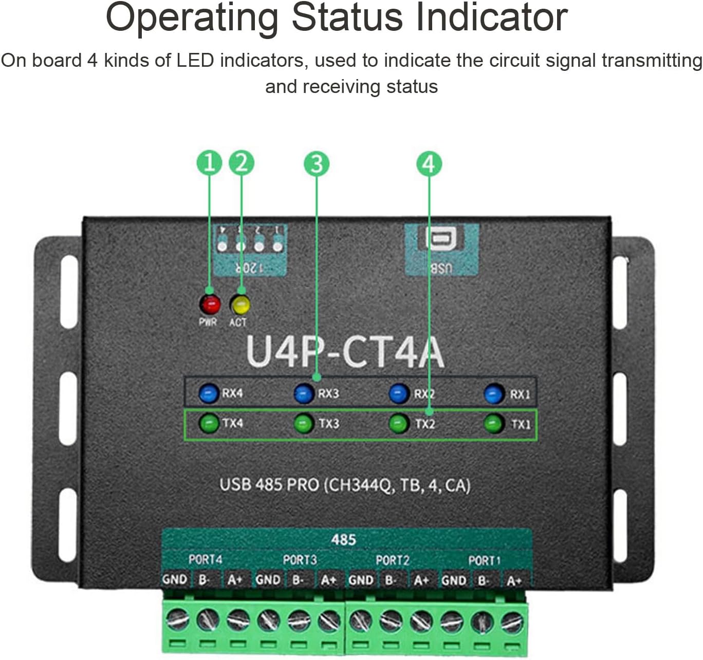 aqxreight USB to 4 Way for RS485 Converter Adapter Industrial Grade Isolated USB Serial Port Module for Chipset a Mature Solution S Serial Port ModuleIndustrial Grade