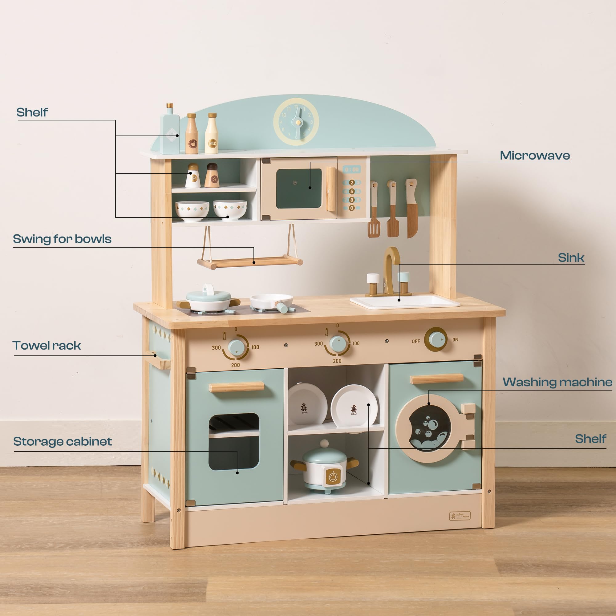 Skirfy Houten Speelkeuken voor Kinderen - Fantasie Speelset voor