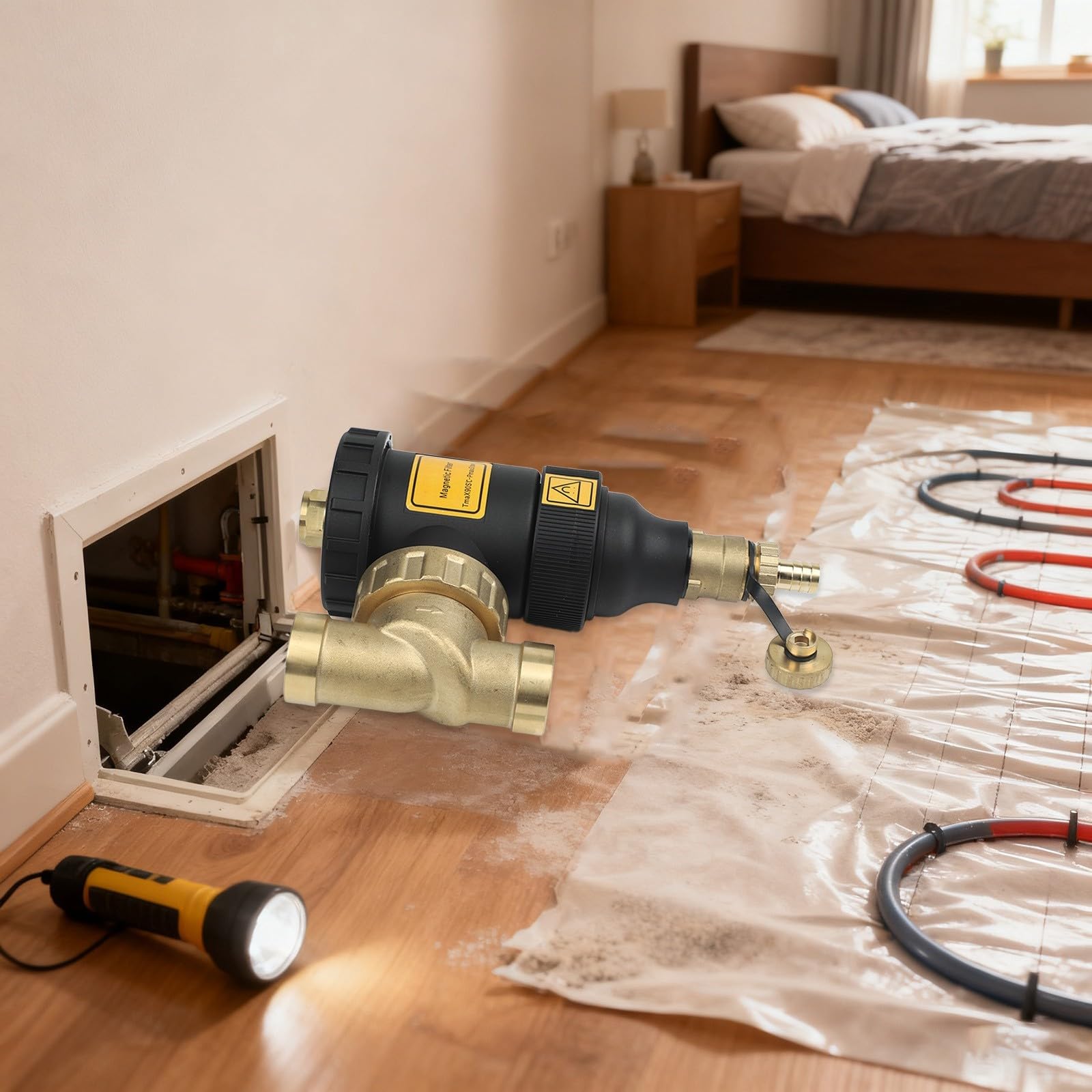 Filtro magnetico per riscaldamento DN20 in ottone (DN25/1 pollice femmina) | Corpo in ottone, rimuove ruggine e fango, per caldaie e termosifoni appesi a parete