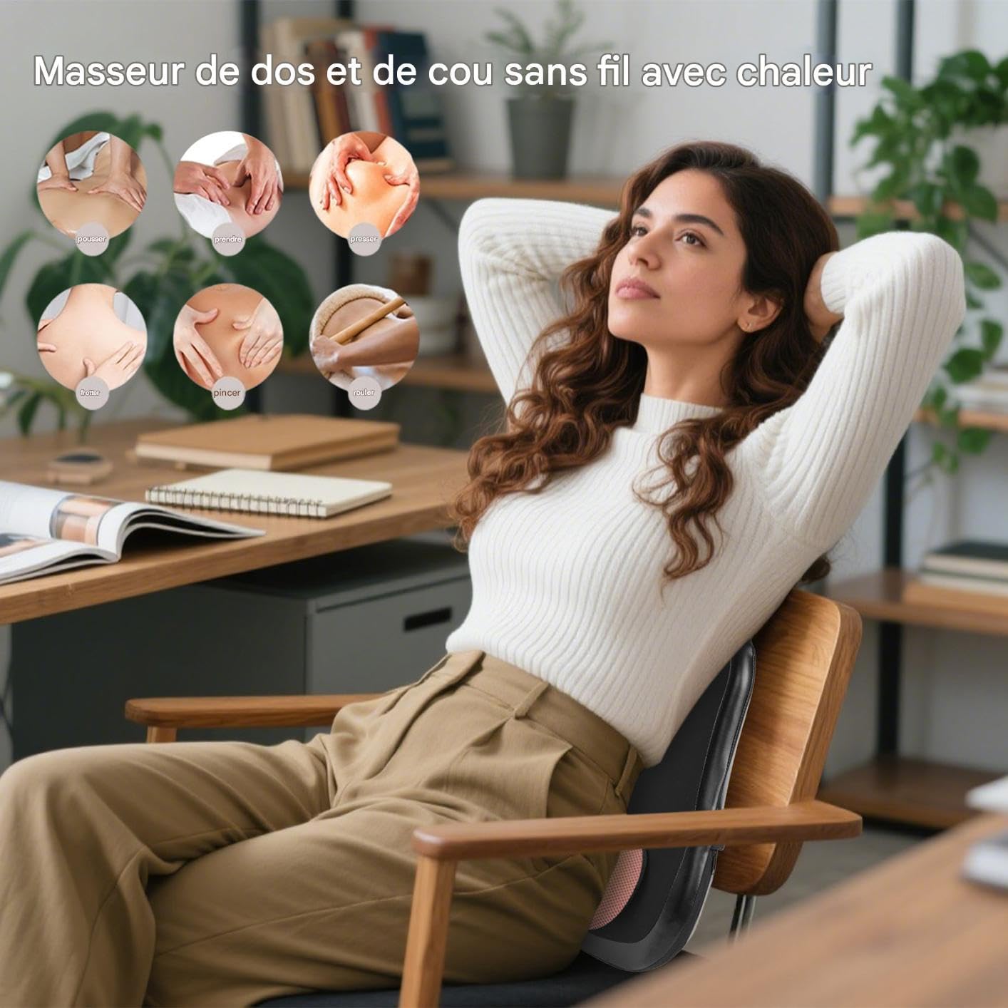Masajeador De Espalda Para Silla Almohada Eléctrica Inalámbrica Para Masaje