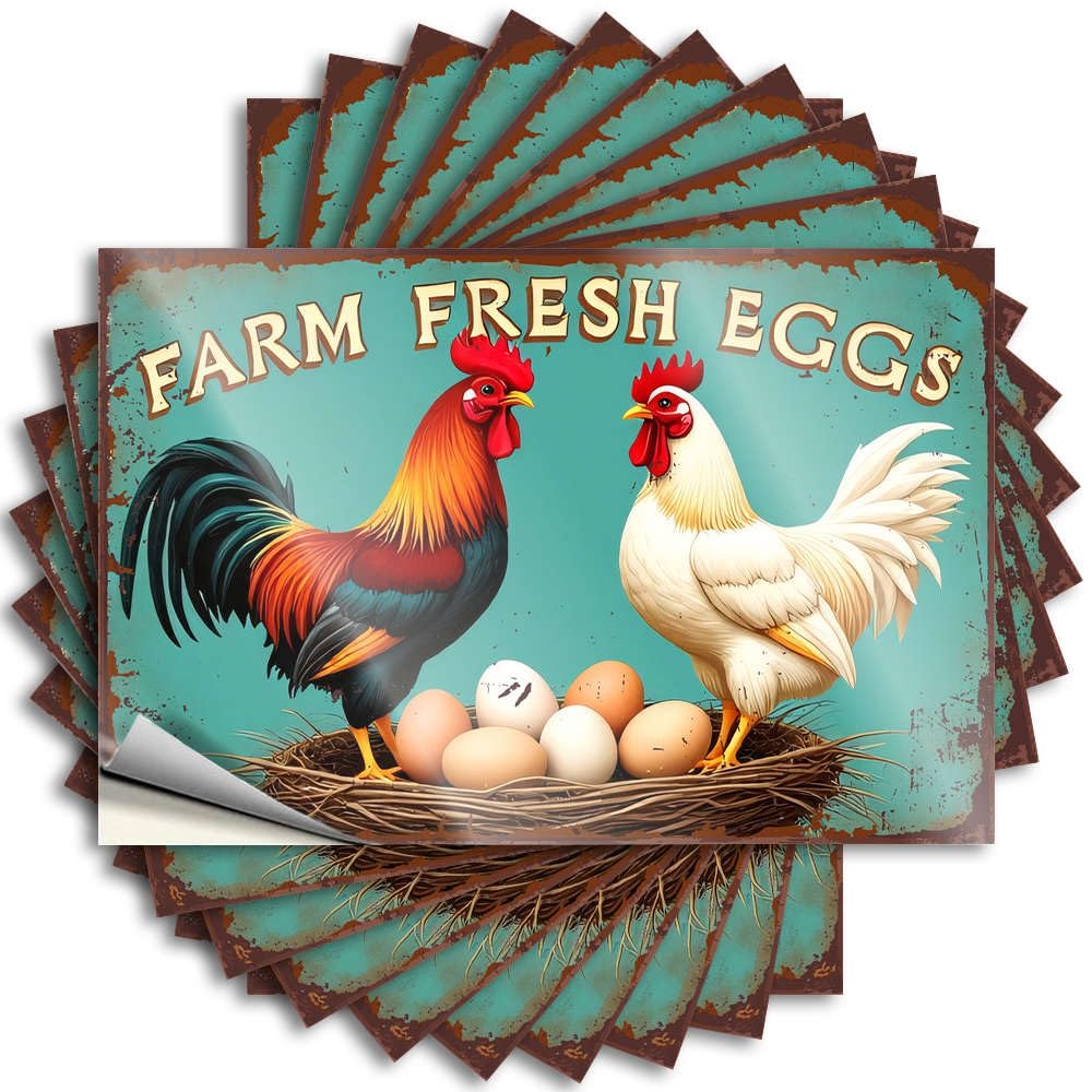 Decals Hat Fluffy Farm Fresh Eggs Sign for Taupe - Room Decorations Aesthetic Easy Peel Removable(6X9CM)