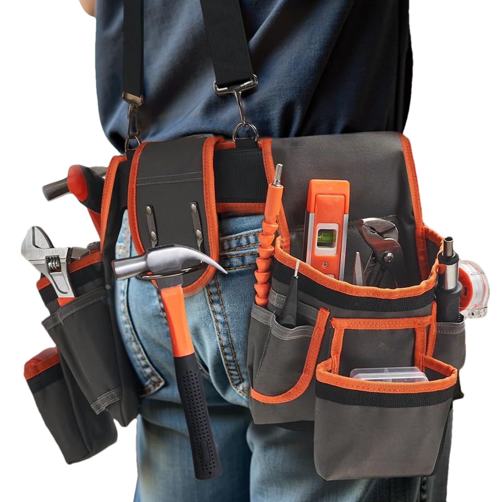 Cintura Porta Utensili | Cintura Multiuso | Supporto Regolabile In Vita | Con Bretelle E Tasche Multiple Per Idraulico Riparazioni Progetti Fai Da Te Manutenzione Esterna