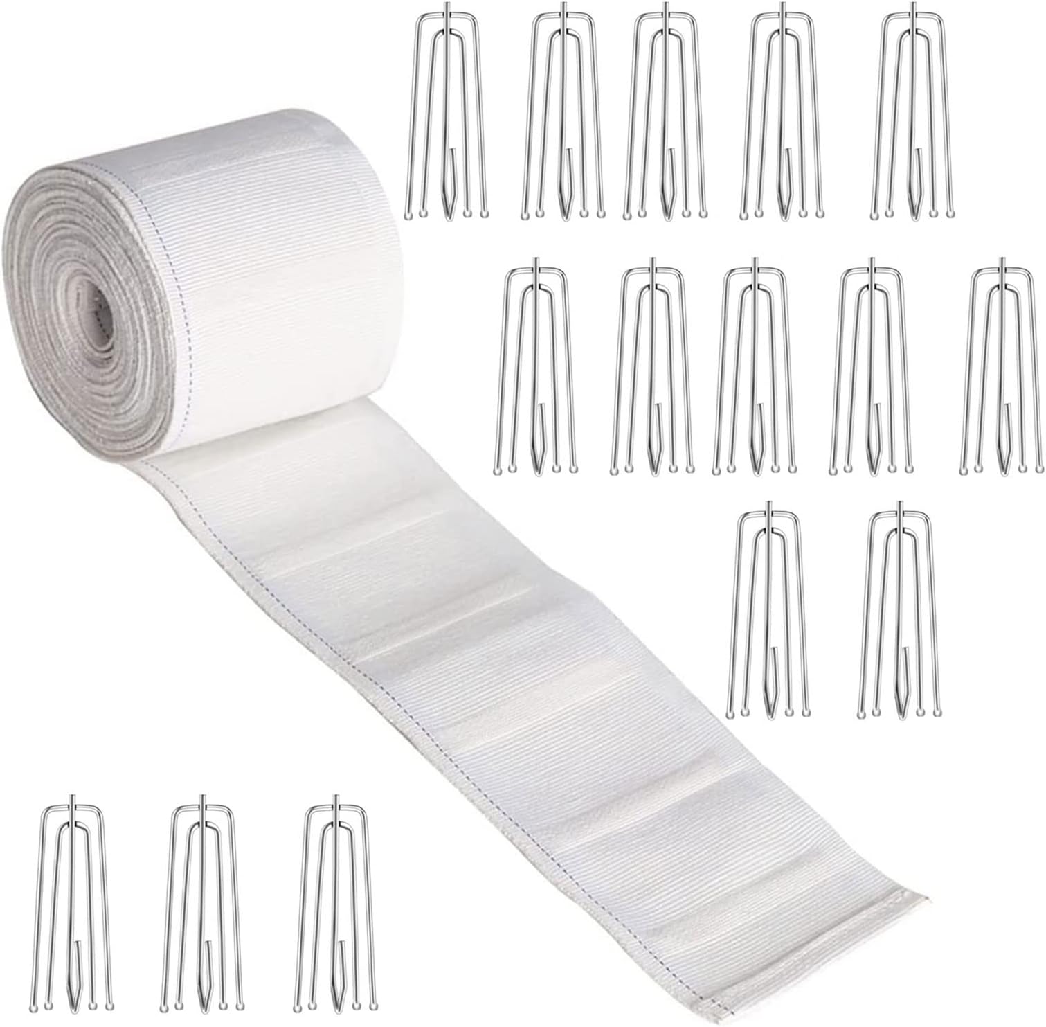 Curtain Pleater Tape with Hooks Kit Window Accessory for Home Bedroom Living Room Wall Decor Curtain Hooks