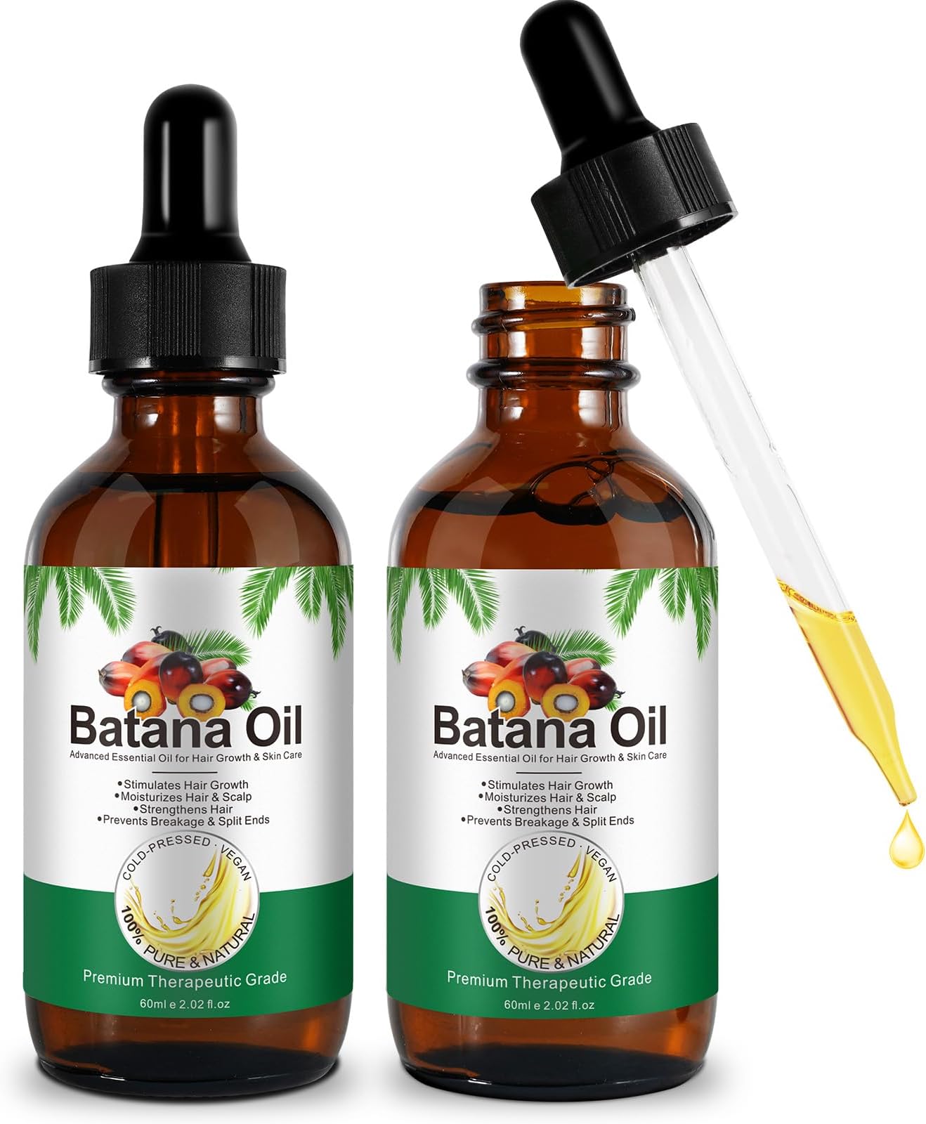 Generic 2 Pack Batana Oil for Hair Growth, Pure Natural Raw Batana Oil for Hair Growth, Moisturize Scalp, Prevent Hair Loss, Promotes Hair Thickness for Men & Women-2.02 fl oz