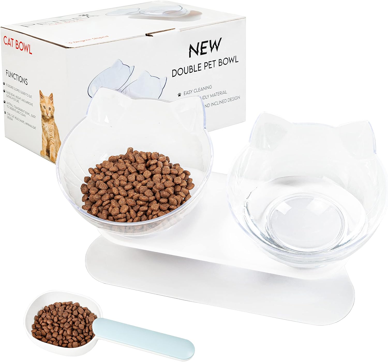 Cat Bowls with Stand Tilted 15° - Raised Cat food bowl with scoop, Anti over-turned and Anti spill Tilted Cat Bowl, Feeding and Water Supplies for Cat 9 71mcv6o8yIL. AC SL1500