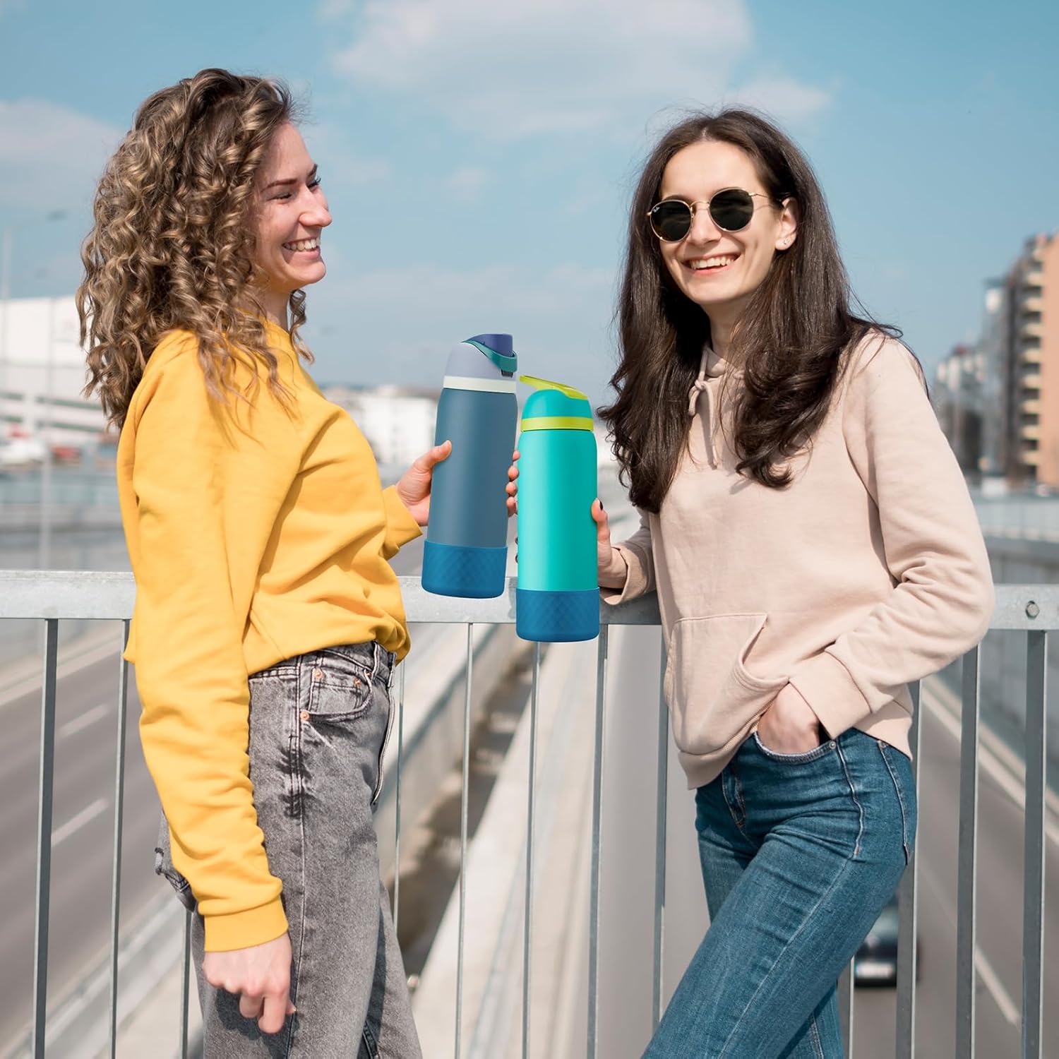 yoelike Grid Silicone Boot for Owala Water Bottle, Anti-Slip Protective Sleeve for FreeSip/Twist/Flip, Bottom Bumper Cover for Watter Bottle Accessories