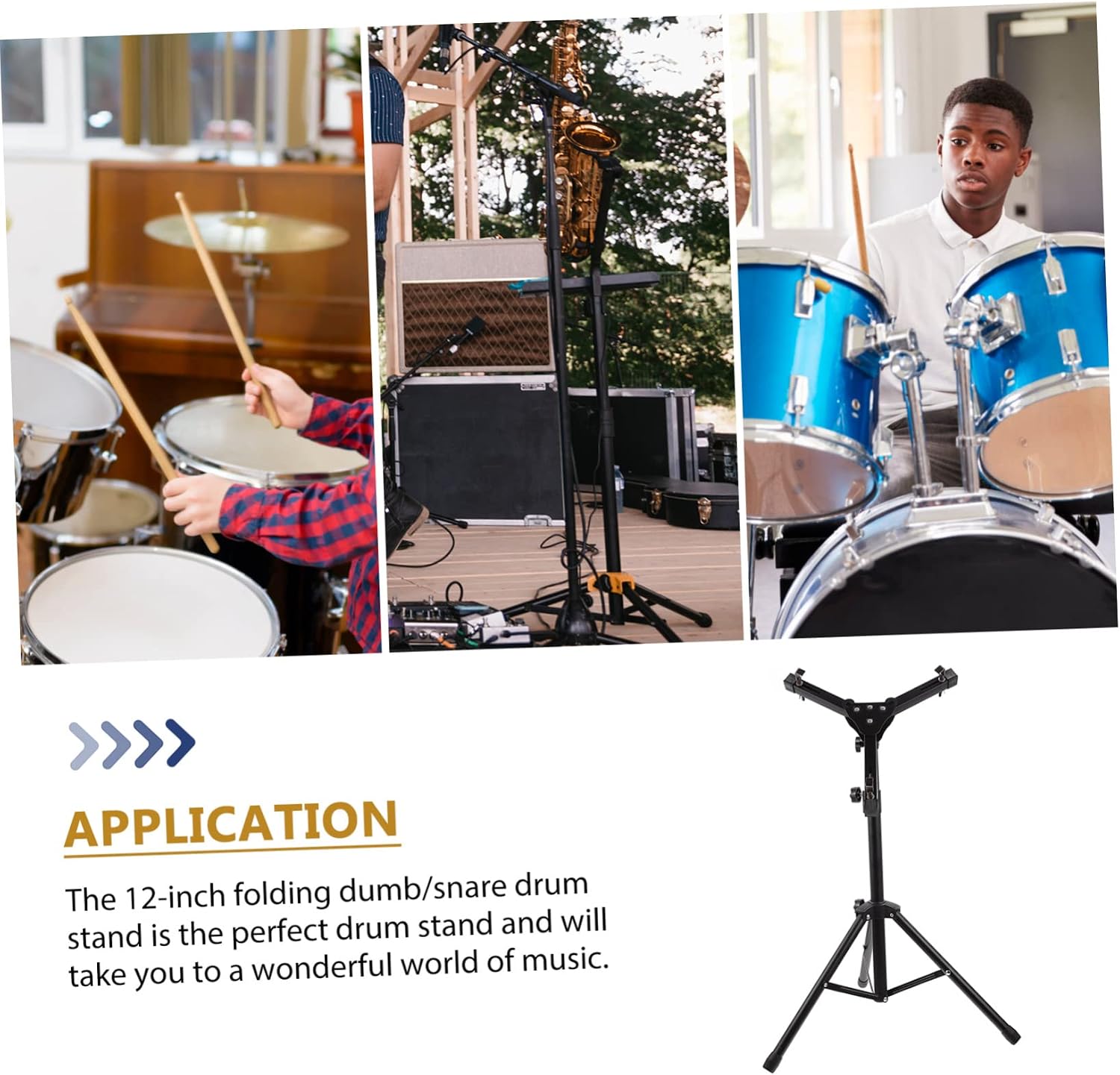 FRCOLOR 1Set Folding Dumb Drum Rack Black Snare Stand for Secure Storage Lightweight Portable Design for Beginners and Percussion Practice