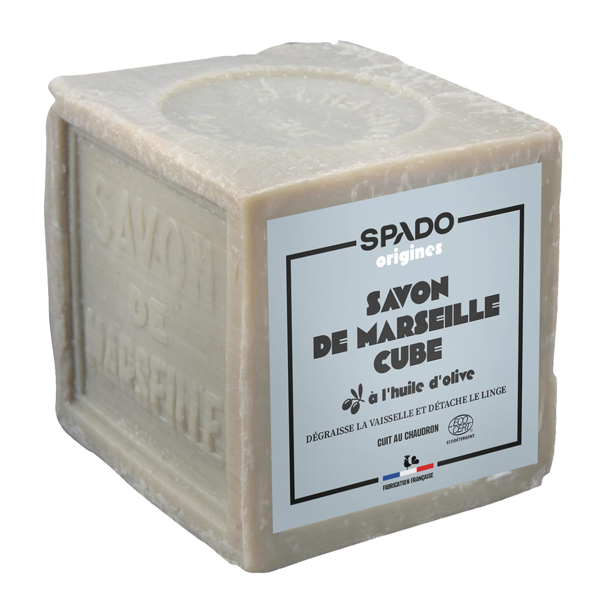 SPADO Origines – Marseille-Seifenwürfel – Reiniger, Entfetter & Fleckenentferner, 100% pflanzlich, Ecocert – 300 g – hergestellt in Frankreich