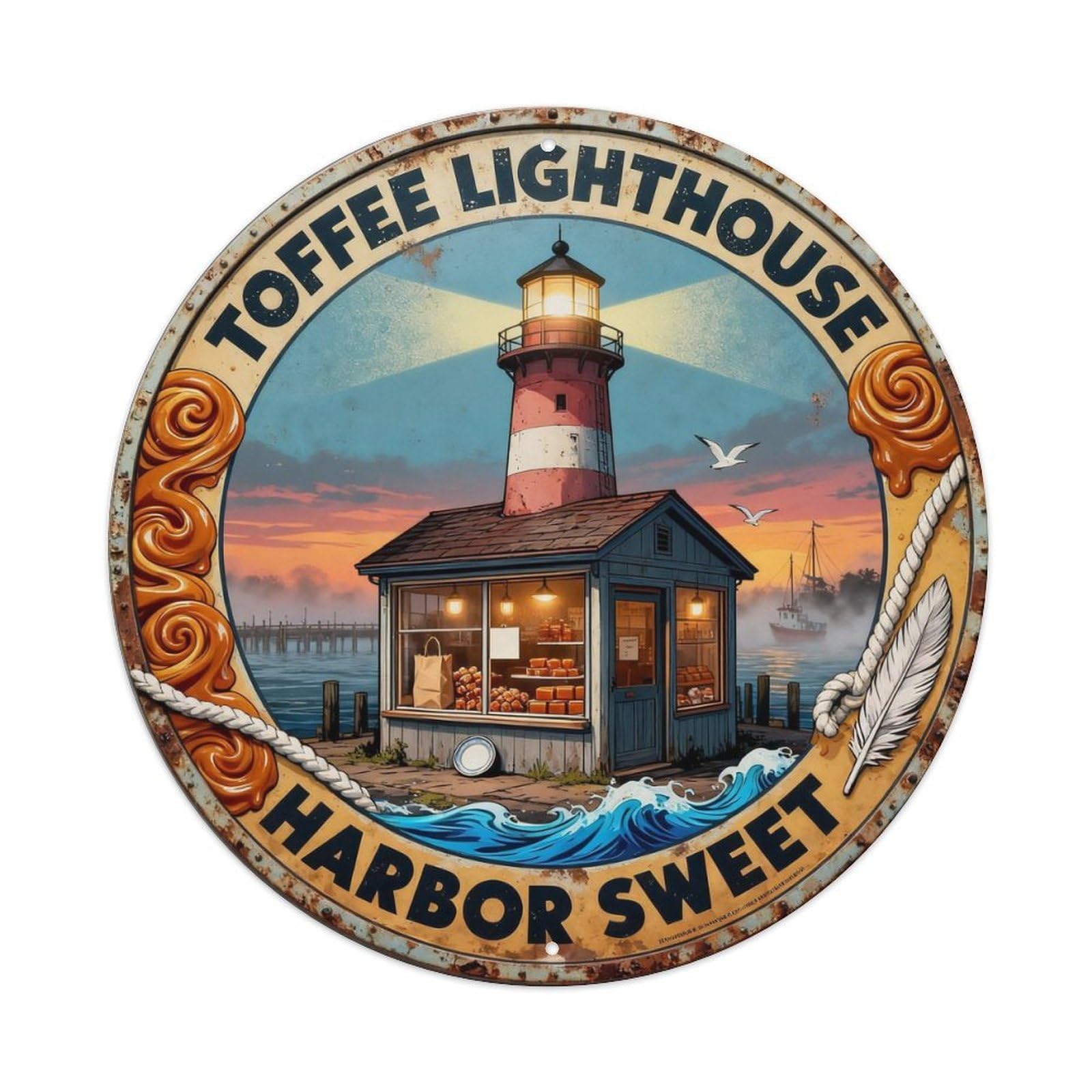 Toffee Lighthouse Sign Metal Tin Sign Plaque