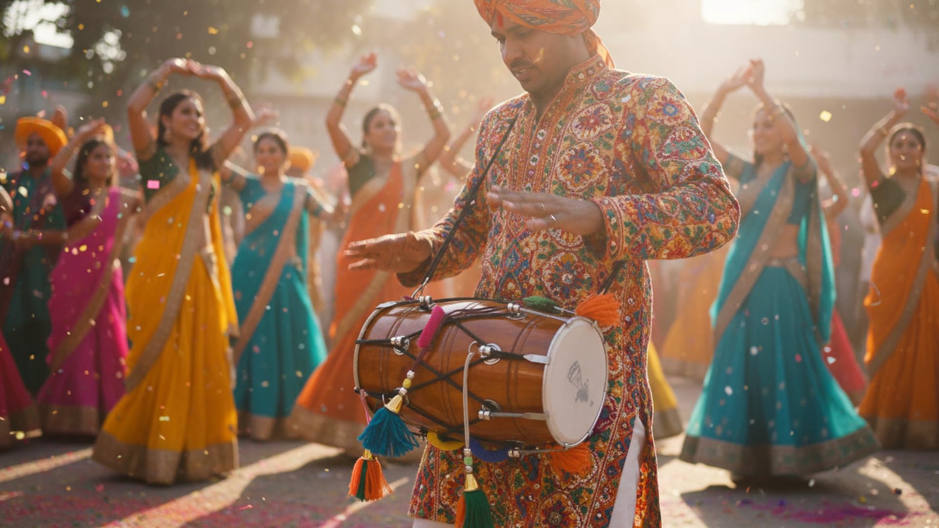Bhangra Dhol aus Holz