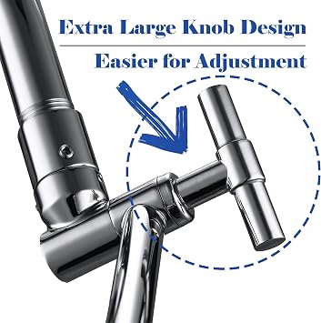 Chrome Shower Arm Extension - 13'' Adjustable Height & Range, Universal Connector, Locking Nuts