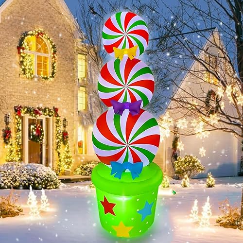 Miniatura 3 de JOYEASE Letrero inflable de Navidad de 6 pies para patio, con luces LED, estacas de Navidad para patio, decoración al aire libre para jardín, hogar,