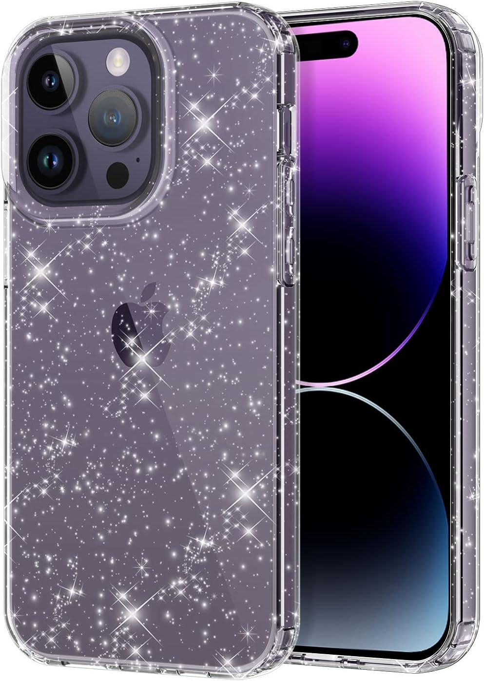 Lamcasefor iPhone Pro 6.1 Inch 5G Case, Crystal Clear Bling Sparkly Glitter Shiny Soft Flexible TPU Slim Fit Drop Protection Rugged Shockproof Cover for Apple iPhone Pro 6.1 Inch, Clear Glitter