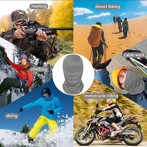 Vista 25 de Achiou - Cubrebocas tipo pasamontañas o Shiesty, unisex, protección contra rayos ultravioleta, ligero, para esquí, motocicleta, snowboard