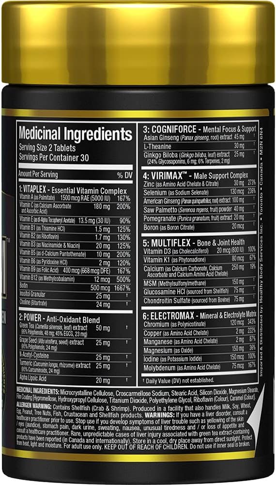 ALLMAX VITAFORM - 60 Tablets - Premium Multivitamin for Men - Six Functional Complexes + Vitamin C, D3 & Zinc - 30 Servings