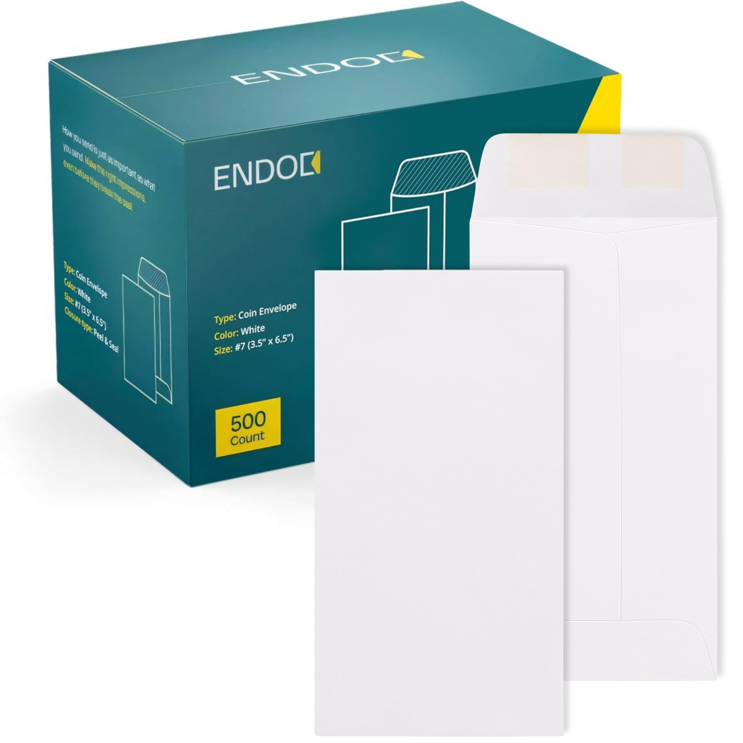 Lot de 500 enveloppes auto-adhésives #7 pour espèces, pièces de monnaie