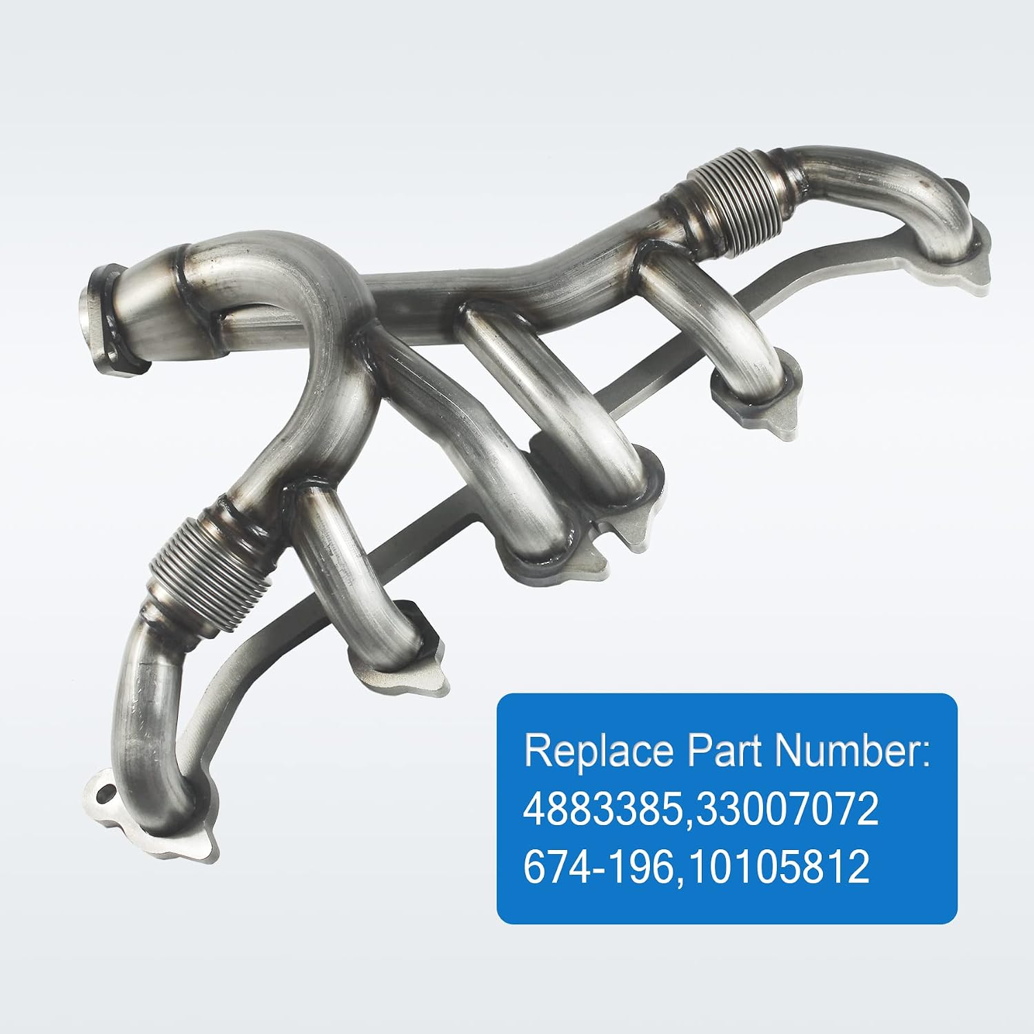 JDMSPEED New Stainless Steel Exhaust Manifold & Gasket Kit Replacement For Grand Cherokee Wrangler 4.0L Replacement For Jeeps Select 1991-1999 (4.0L Engine Only) Replaces 33007072, 4883385