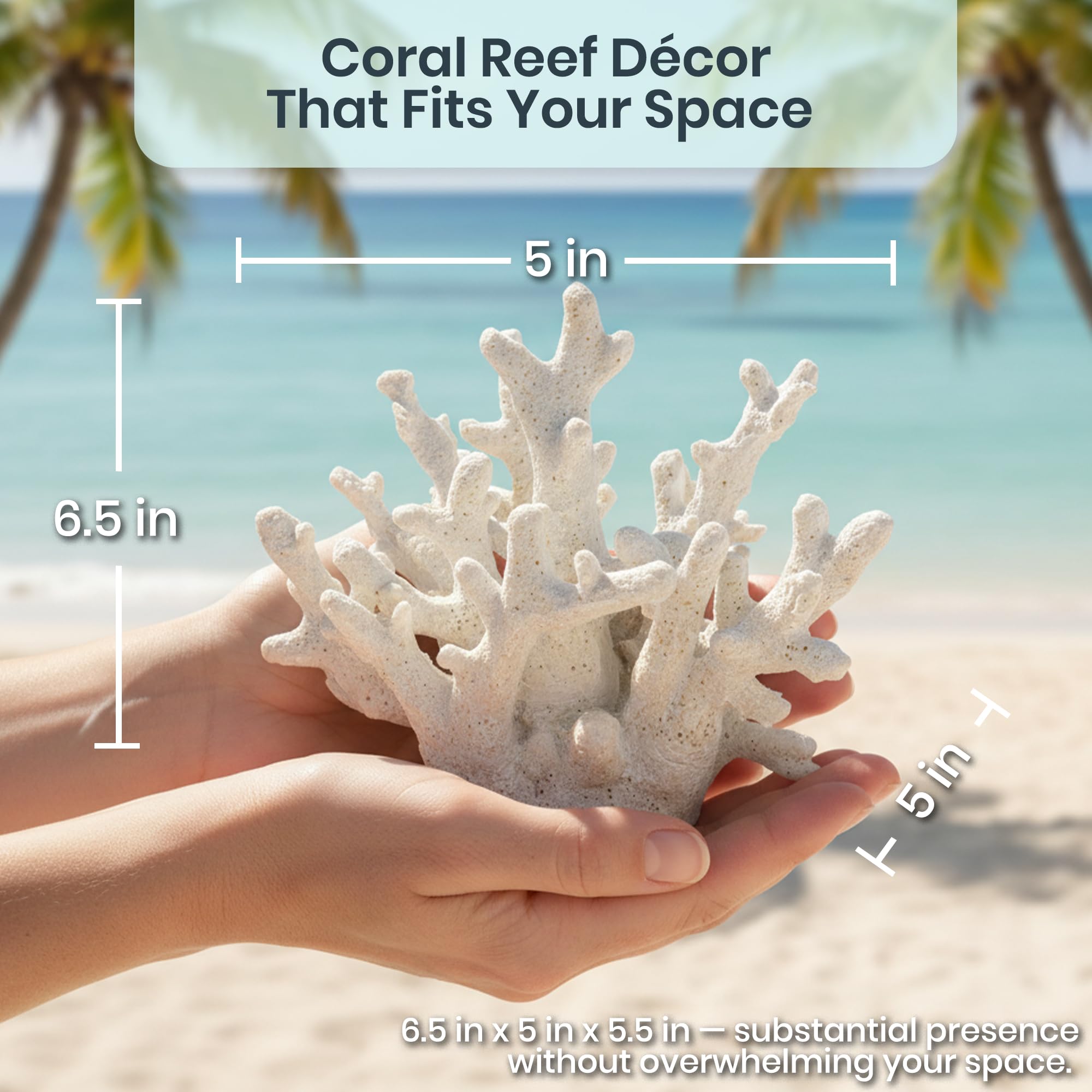 coralcoralページ White Coral Decor - Coral Reef Decor (6.5inx5inx5.5in) - Resin