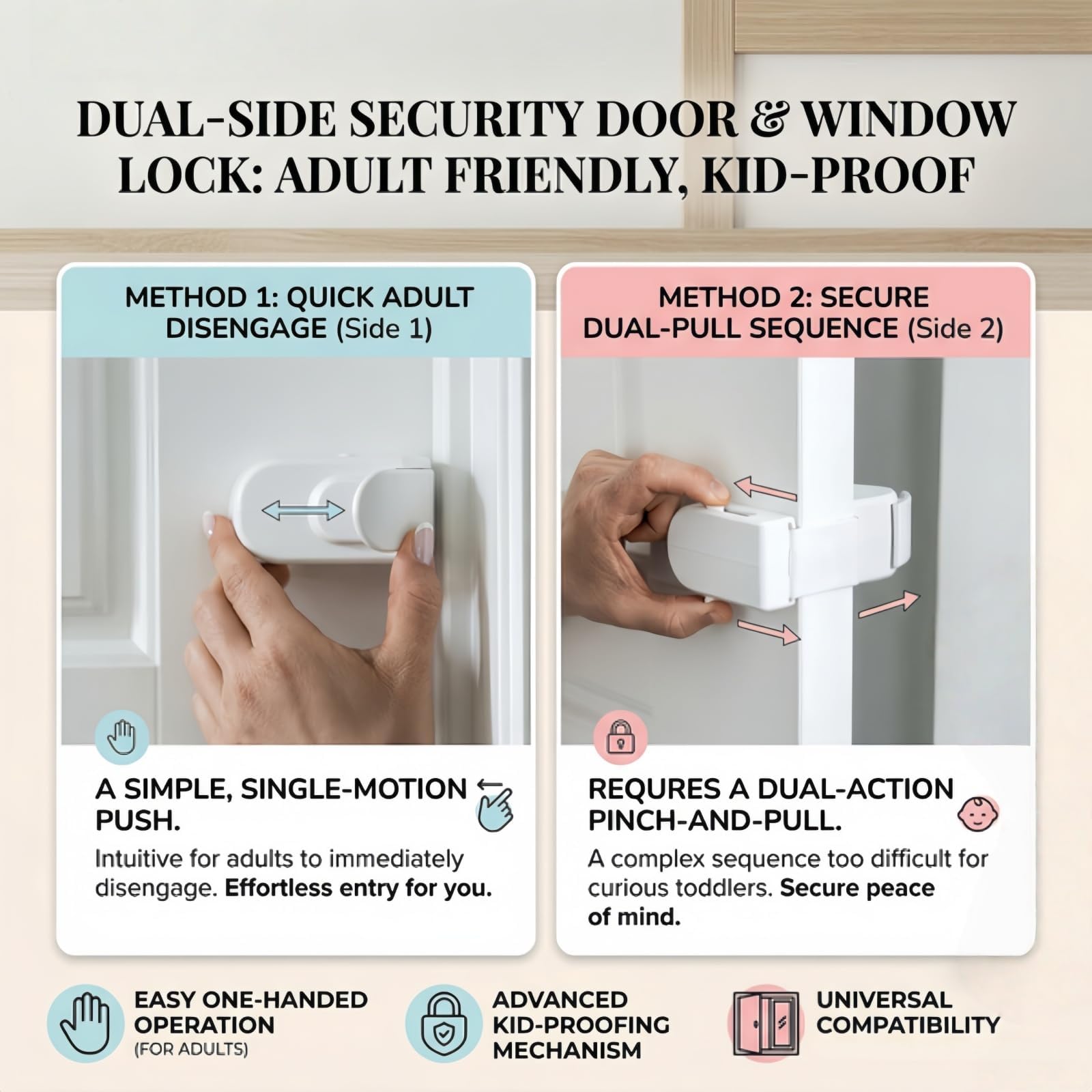 Child Proof Door Lock, Snap-On Door Knob Safety Lock & Door Handle Child Lock, No Tools Required, Fits Knob & Lever Door Handle Safety Lock for Baby, Toddler, Cat & Dog (1PC) — view 7
