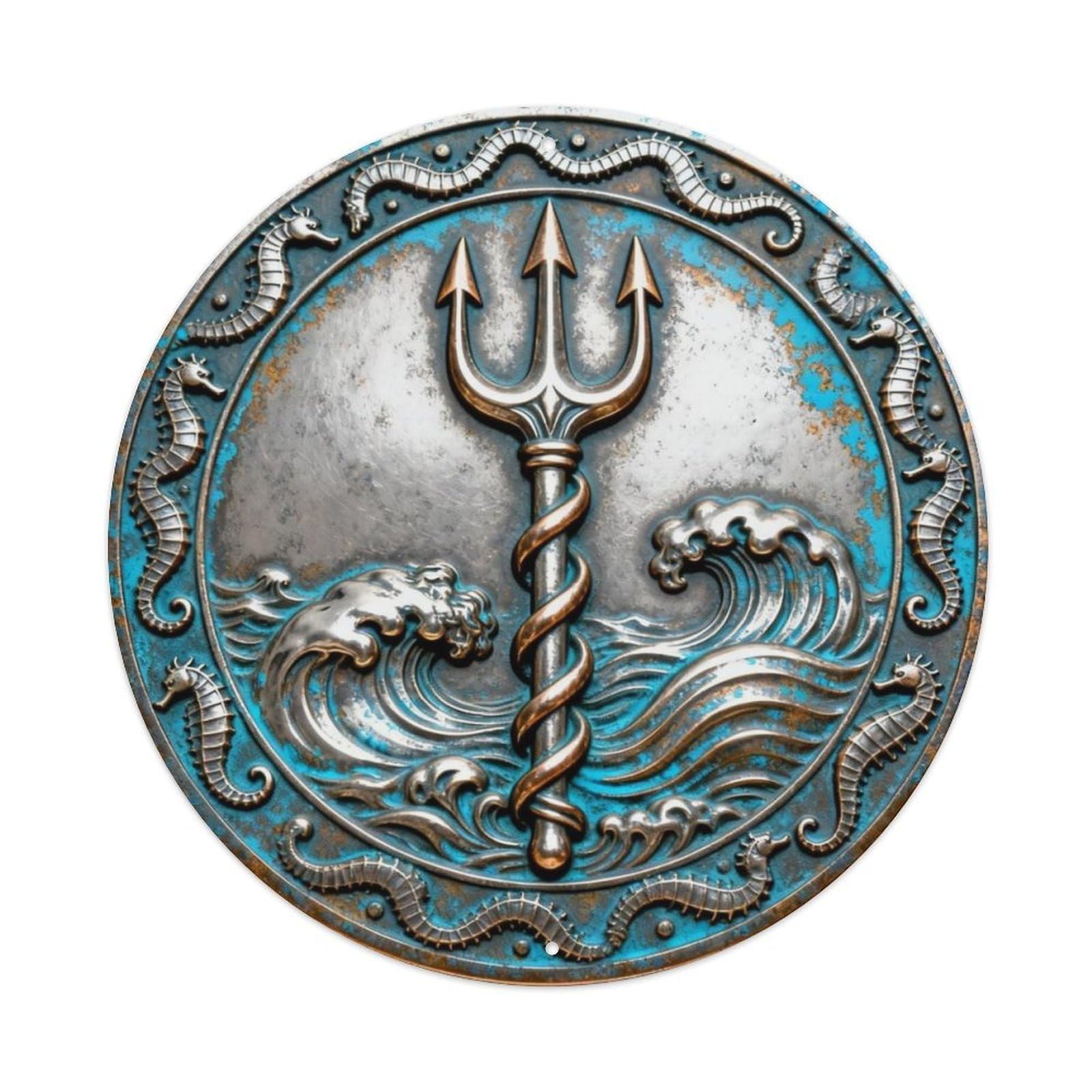 Poseidon Trident Sea King Metal Tin Sign Plaque