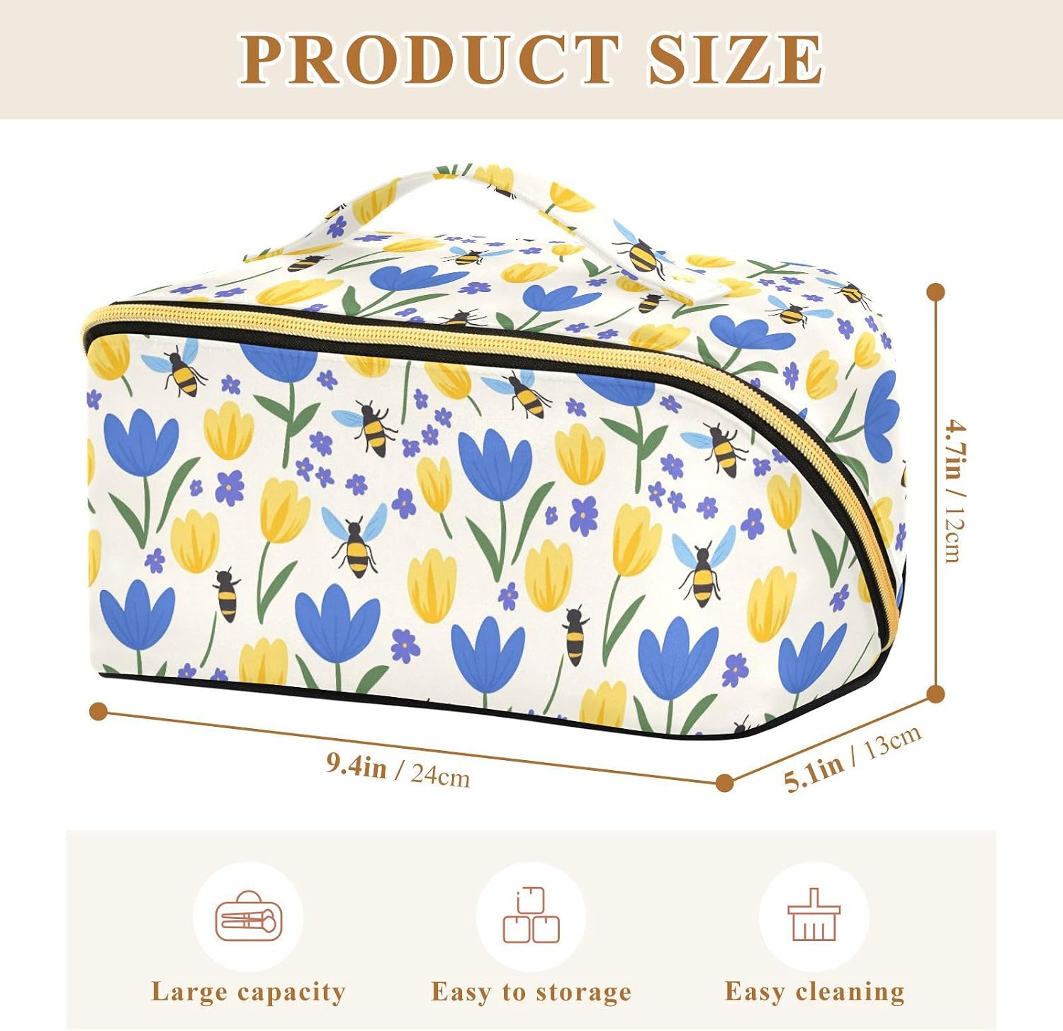 Makeup Bag Organizer Bee Tulip Travel Toiletry Bag image 3