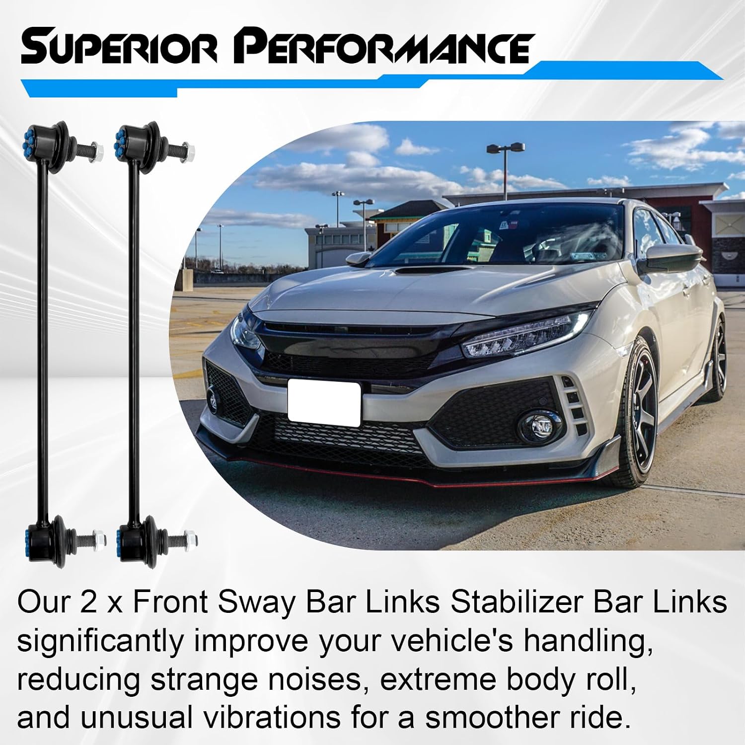 2 Pcs Front Stabilizer Sway Bar Links, Compatible with 2012-2015 Honda Civic 1.5L 1.8L 2.4L & 2013-2022 Acura ILX 1.5L 2.0L 2.4L, Replace# K750604 K750605