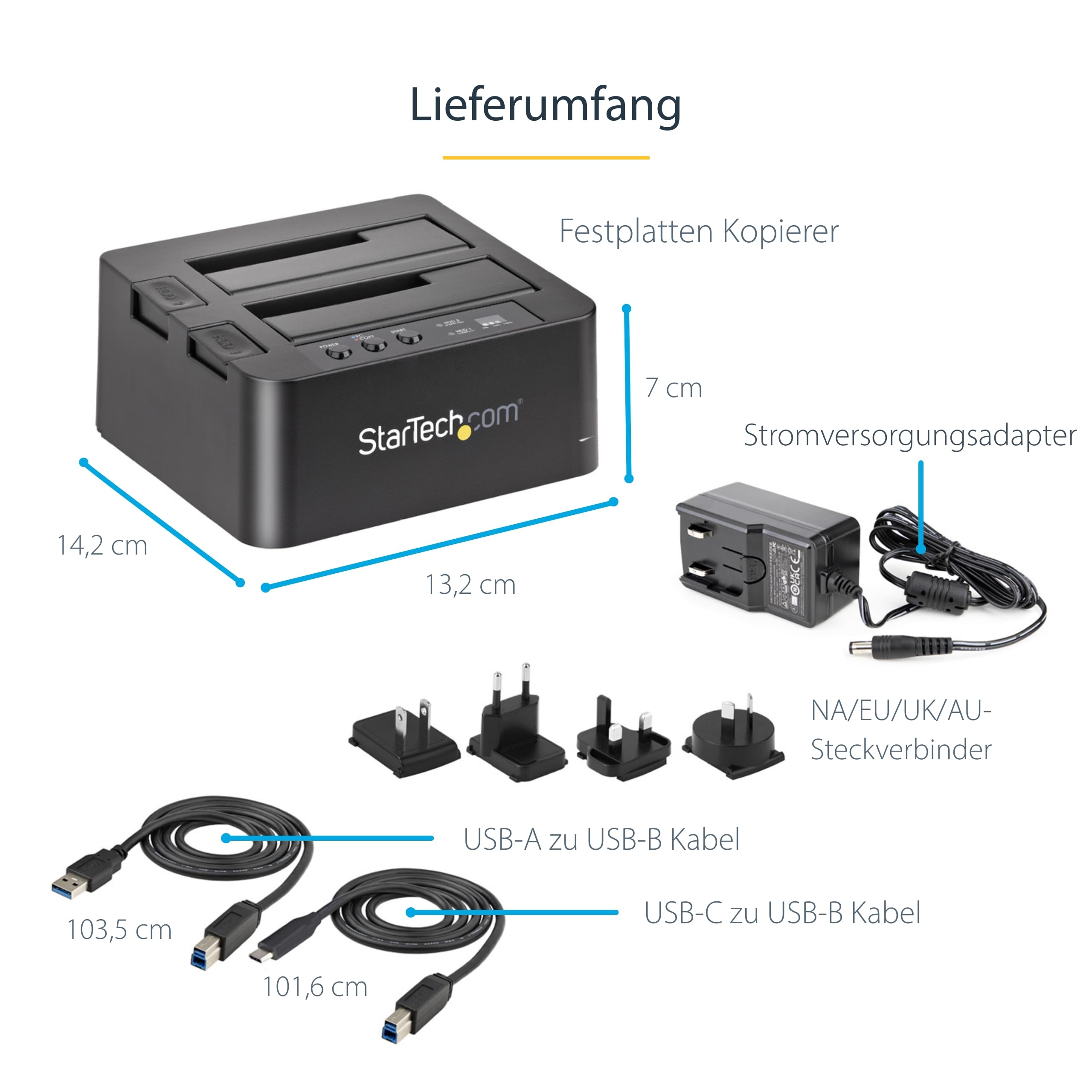 StarTech.com USB 3.1 HDD DUPLICATOR Dock USB 3.1 (10Gbps) Standalone, SDOCK2U313R