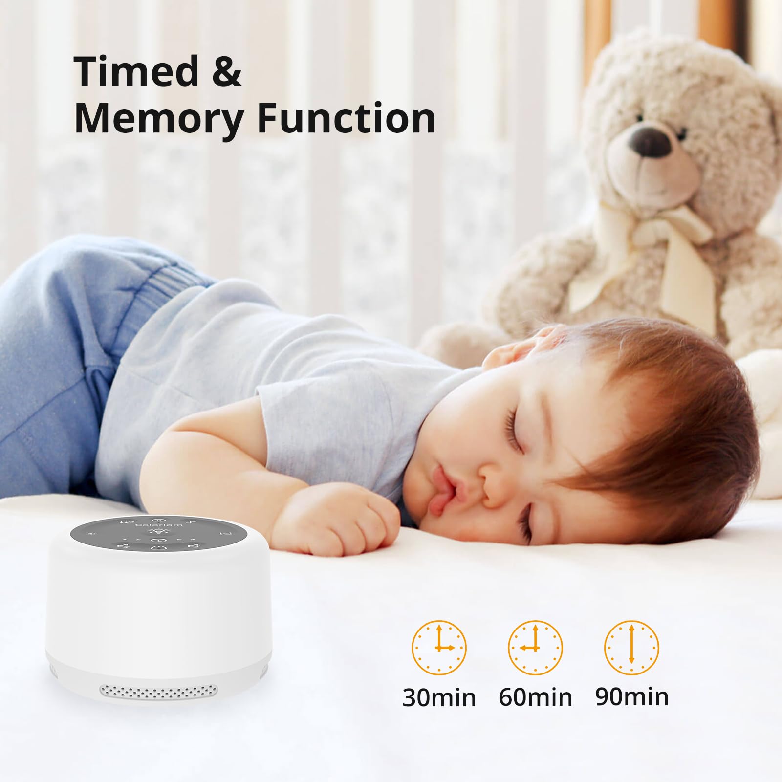 Máquina de Ruido Blanco Función de Audio Inalámbrico Máquina de Sonido para Dormir 20 Tipos de Sonidos 1200 mAh con Pegatinas de Bricolaje Ruido Blanco para Bebé, Niño o Adulto