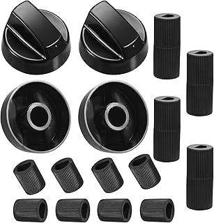 Upgraded 4 Pack Universal Control Knobs with 12 Adapters - Wide Application for Oven Stove Range Universal Stove Knobs Black