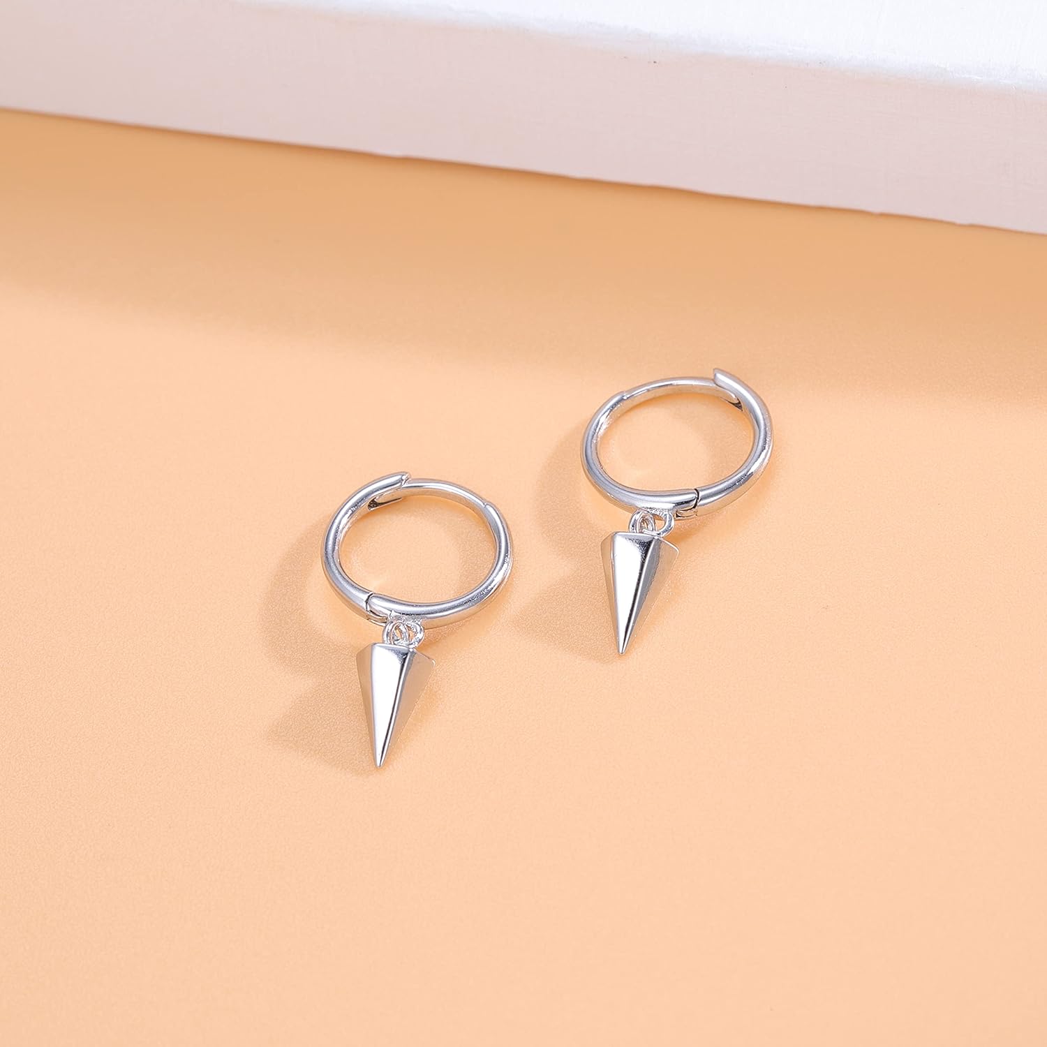 SLUYNZ 925 Sterling Silver Spike Hoop Earrings for Women Teen Girls Geometric Huggie Earrings Dangle - Image 6