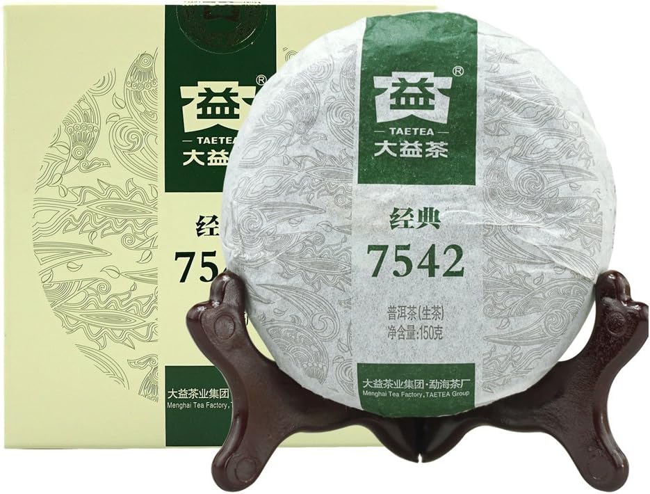 - TAETEA 7542 Classic Raw Pu-erh Tea, Aged Fermented Raw Puerh Tea Cake, Chinese Sheng Pu'er Black Tea for Daily Drink and Gift 150g / 5.29oz