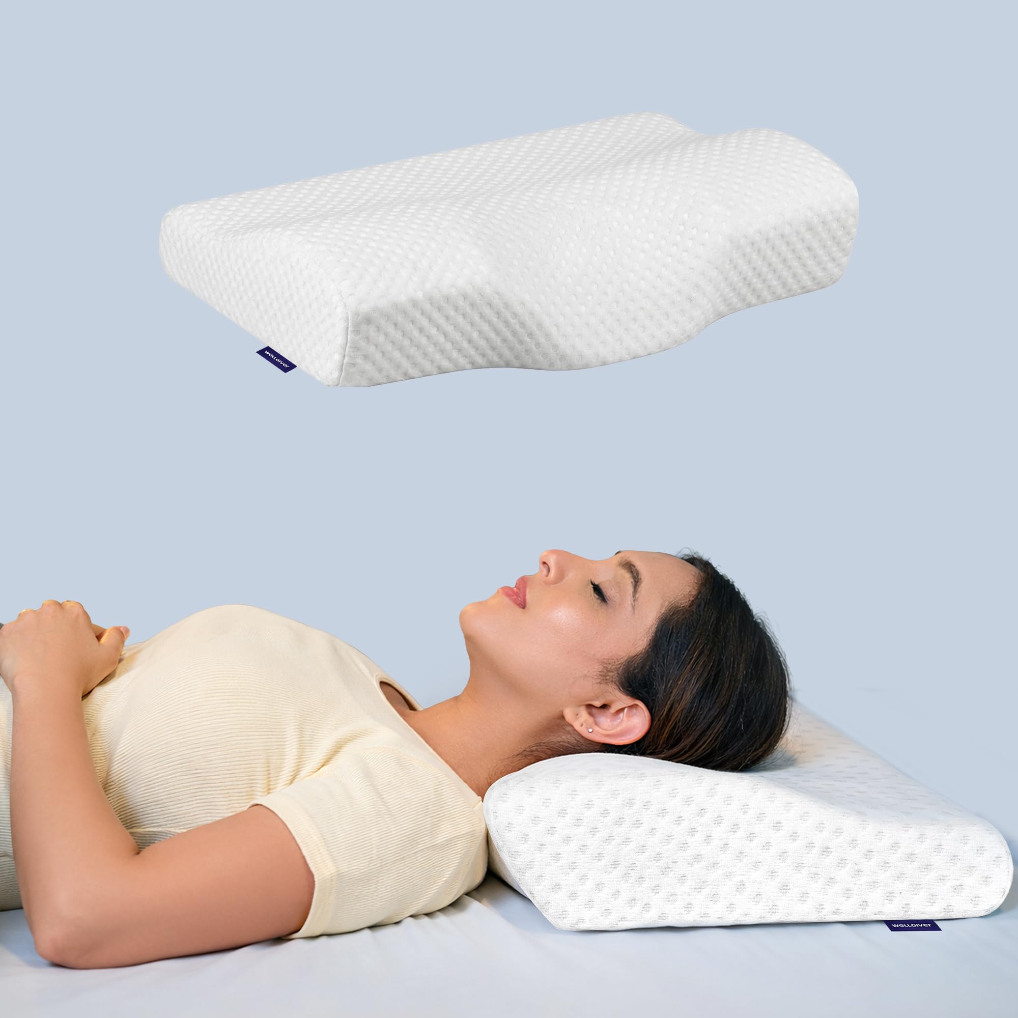 WELLGIVER Cervical Butterfly Pillow | Orthopedic Memory Foam for Neck & Shoulder Pain | Ergonomic Contour Design | Dual Height Support | Side Sleeper Pillow with Arm Rest - Pack of 1 — Amazon image 24
