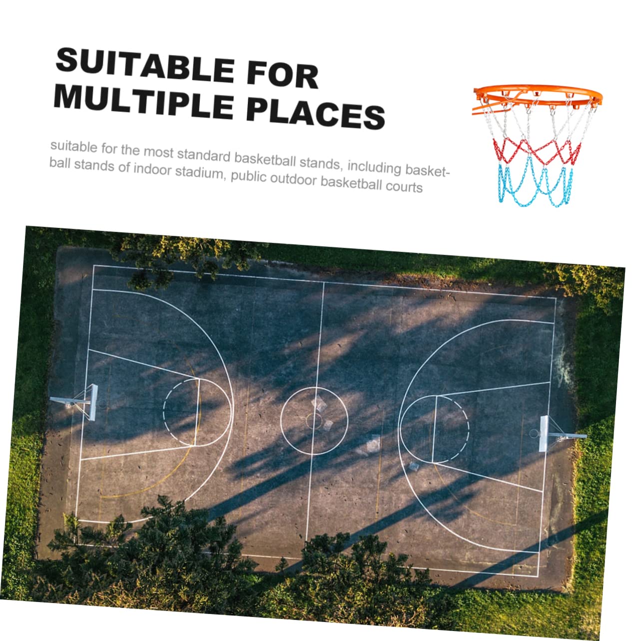 Mipcase Galvanized Manganese Steel Portable Basketball Net Basketball Goal Net 12 Buckles