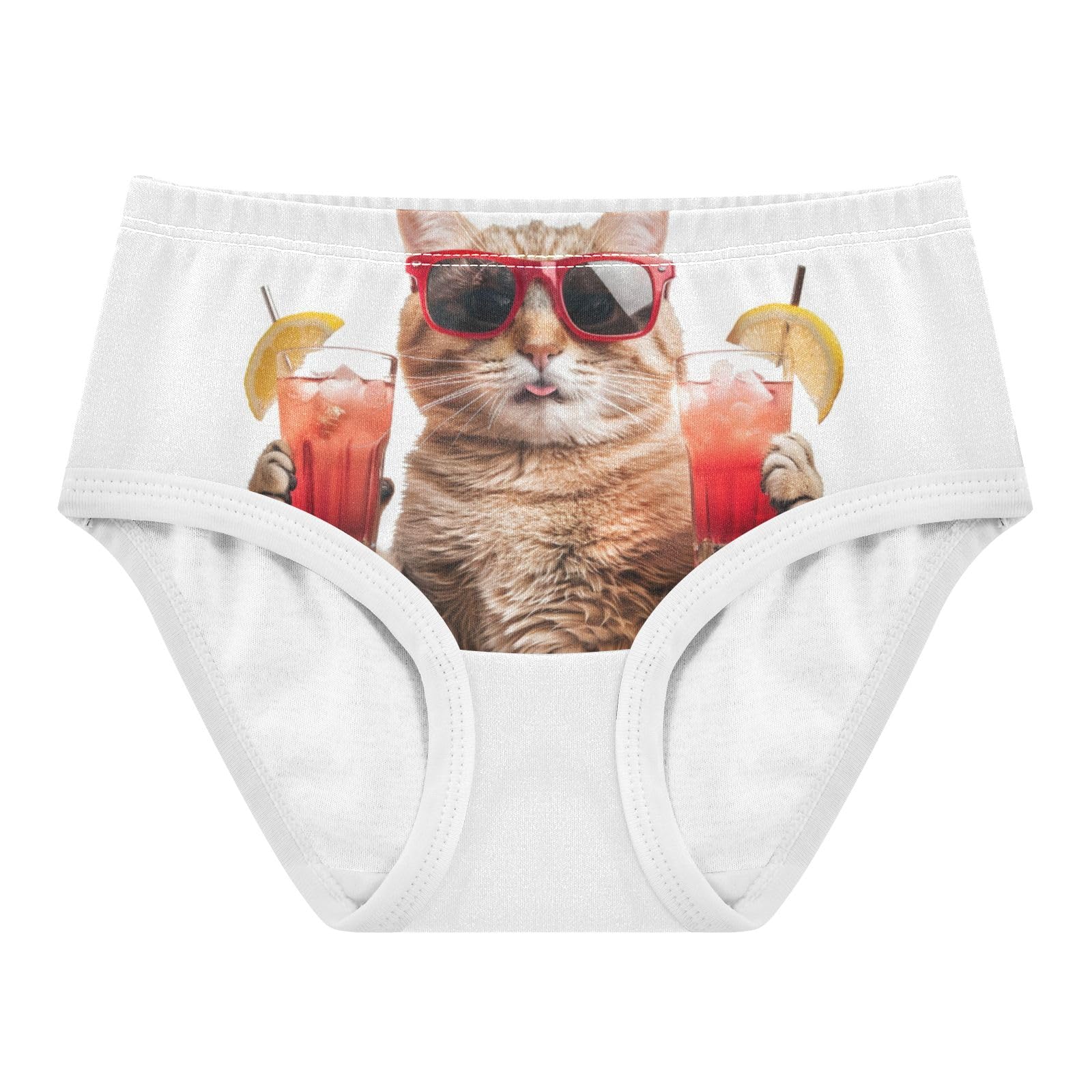 ALAZA Toddler Girls Cotton Hipster Underwear Soft Cat on Vacation 2 Pack 2T