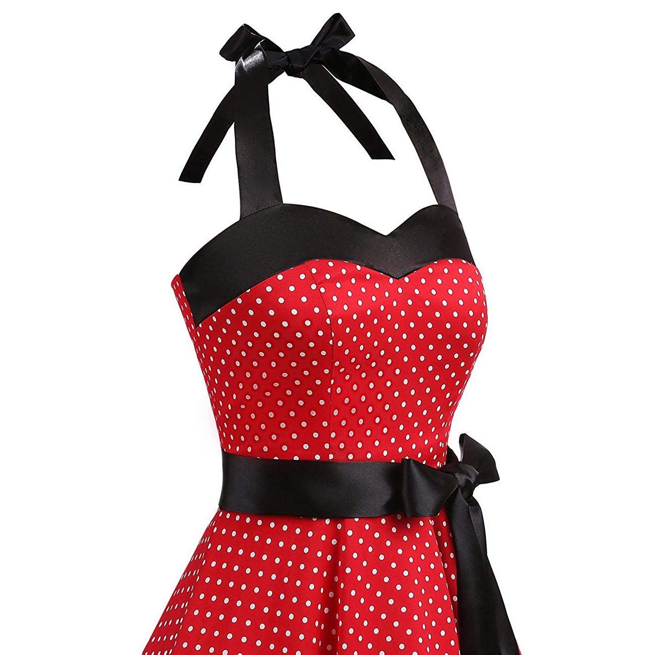 Vestido vintage de los años 50 para mujer, cuello halter, lunares, floral, acampanado, vestido de cóctel, fiesta, noche, baile de graduación