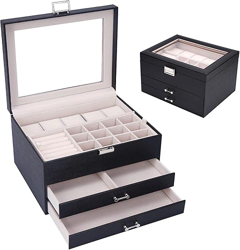 Miniatura 2 de Organizador de joyas caja de reloj con caja de almacenamiento de joyas cajas de almacenamiento y organización de joyas de 4 capas estuche de
