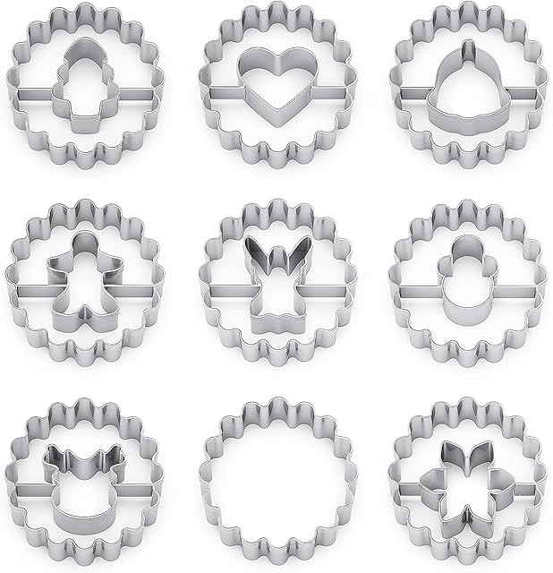 MIUTME Christmas Cookie Cutter Set, 9 Pieces Christmas Biscuit Cookie Cutters Stainless Steel- Christmas Tree, Heart, Angle, Deer Head, Snowflake, Bell, Gingerbread Man for DIY Baking
