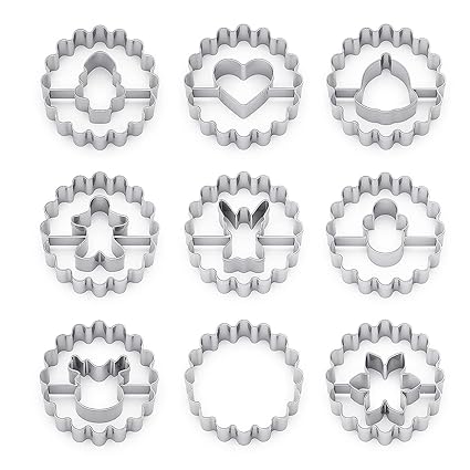 MIUTME Cookie Cutter Set, 9 Pieces Christmas Cookie Cutters, Mini Cookie Cutters, Stainless Steel Linzer, Small Christmas Cookie Cutter for Cake Decorations, Sugar Cakes, and Biscuits