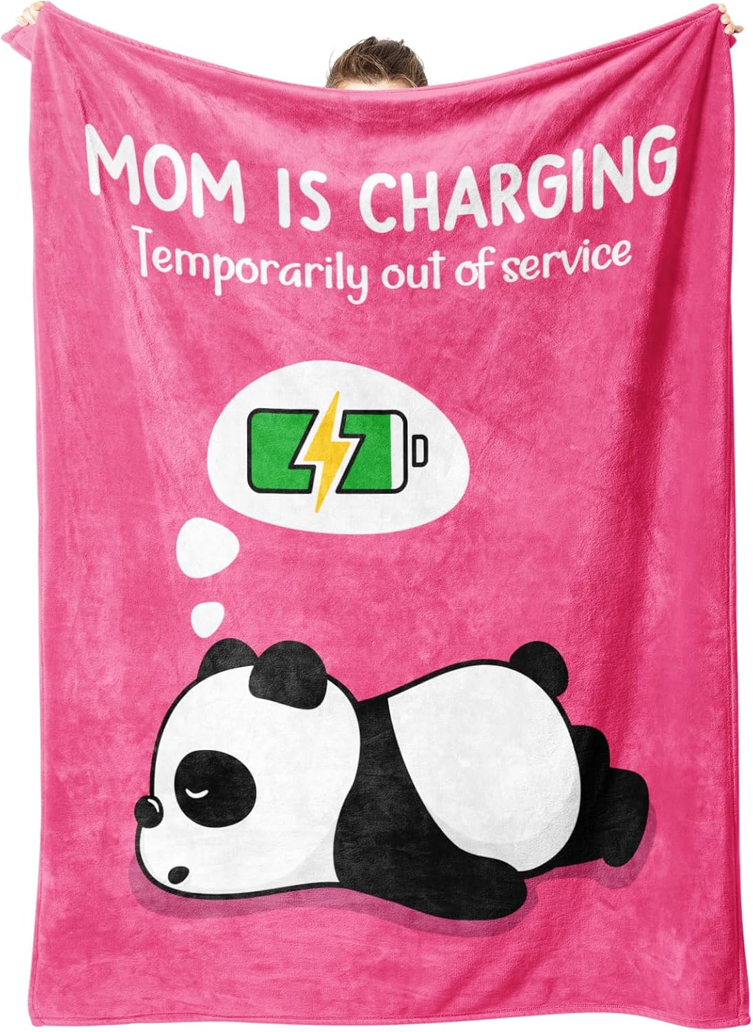 Craftique Funny Gifts for Mom Birthday Valentines Day - Mom is Charging Blanket- New Moms Gifts for Women, Super Soft Blanket Throw for Napping Travel, 60”×50”